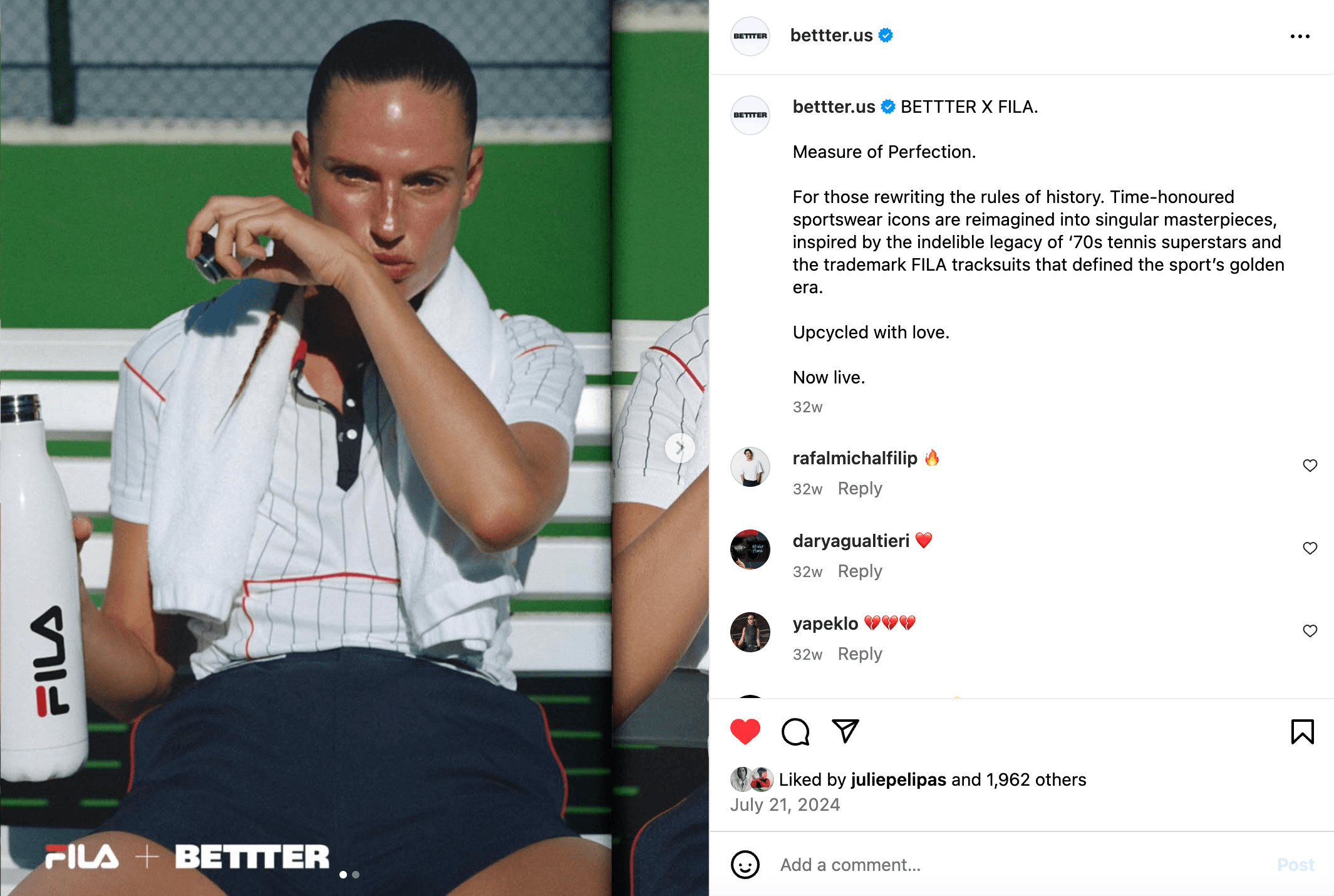 BETTTER x Fila Campaign Image Instagram