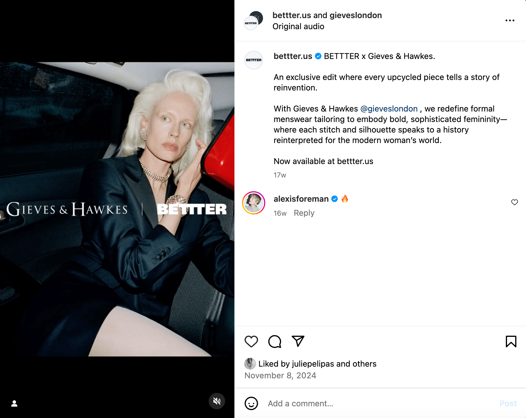 BETTTER x Gieves & Hawkes Instagram