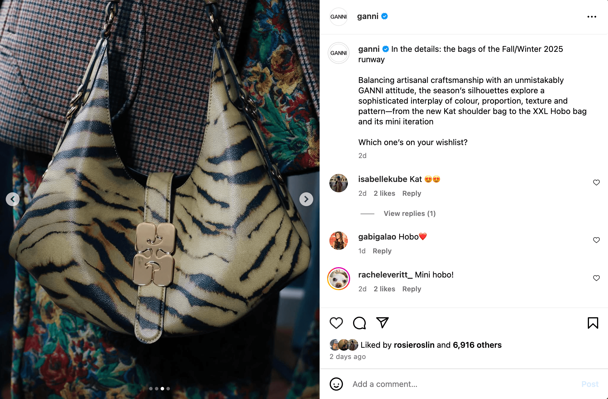 FW25 GANNI Instagram Post
